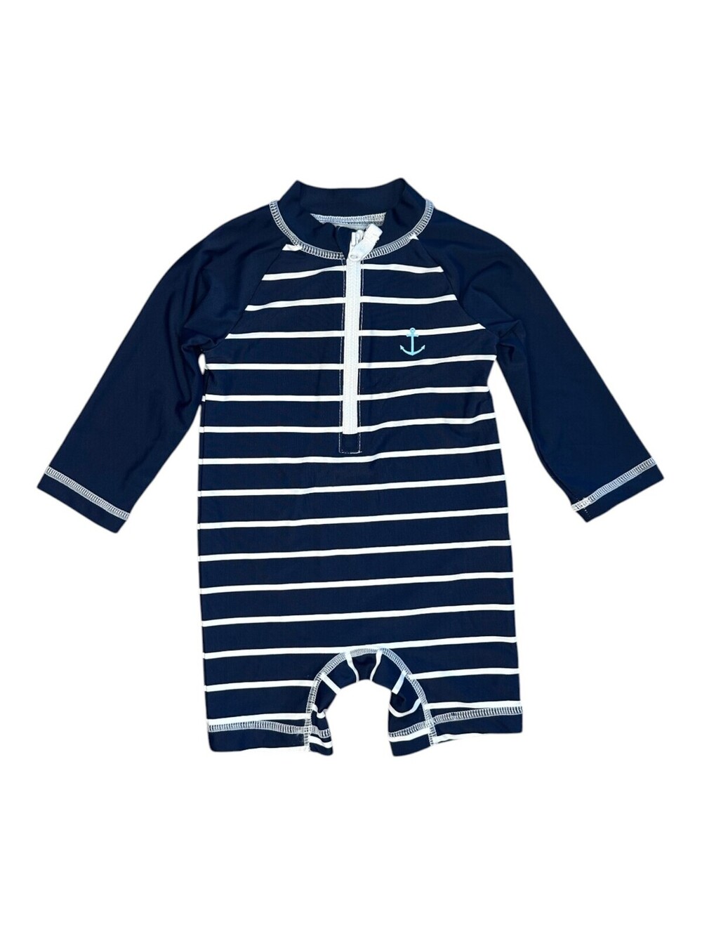 Carter's 6M Navy Striped Zip Rash Guard Romper